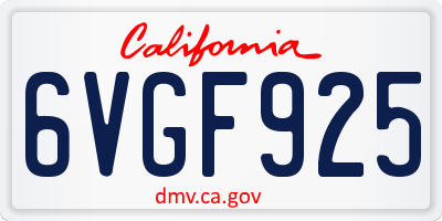 CA license plate 6VGF925