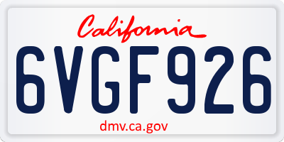 CA license plate 6VGF926