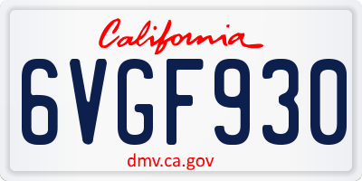 CA license plate 6VGF930