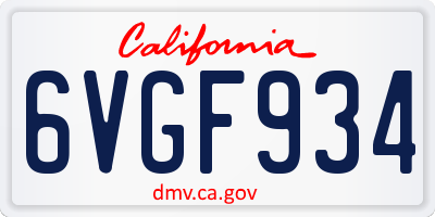CA license plate 6VGF934