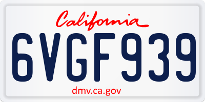 CA license plate 6VGF939