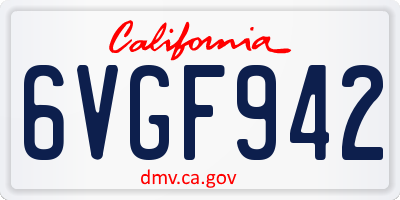 CA license plate 6VGF942