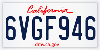 CA license plate 6VGF946