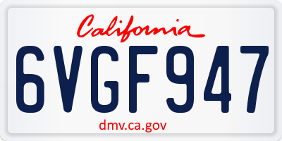 CA license plate 6VGF947