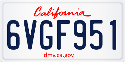 CA license plate 6VGF951