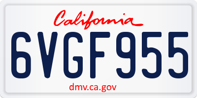 CA license plate 6VGF955