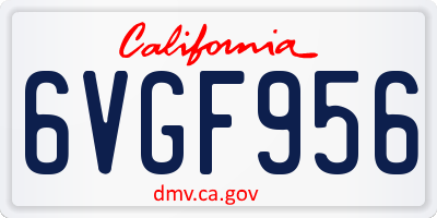 CA license plate 6VGF956