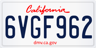 CA license plate 6VGF962
