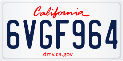 CA license plate 6VGF964