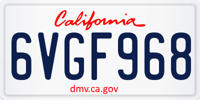CA license plate 6VGF968