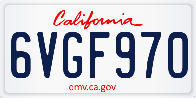 CA license plate 6VGF970