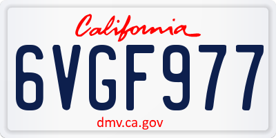 CA license plate 6VGF977