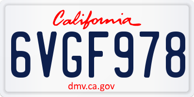 CA license plate 6VGF978