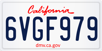 CA license plate 6VGF979