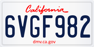 CA license plate 6VGF982