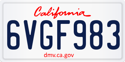 CA license plate 6VGF983