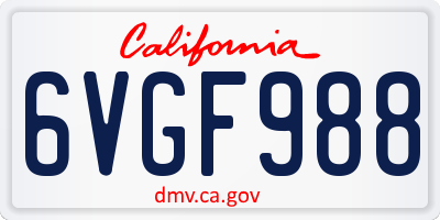 CA license plate 6VGF988