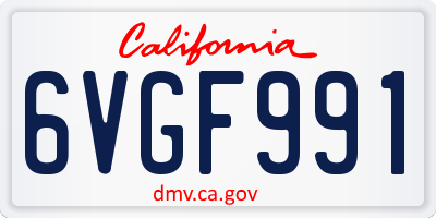 CA license plate 6VGF991