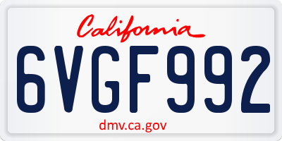 CA license plate 6VGF992