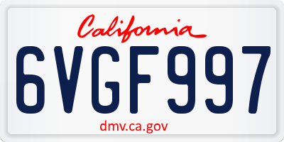 CA license plate 6VGF997