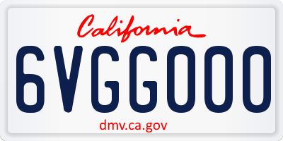 CA license plate 6VGG000