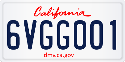 CA license plate 6VGG001