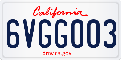 CA license plate 6VGG003