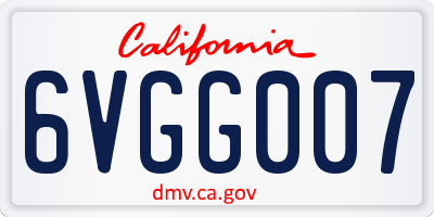 CA license plate 6VGG007