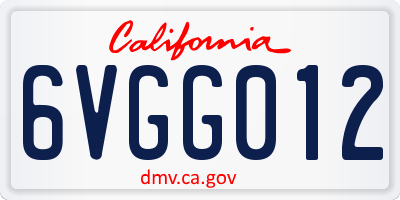 CA license plate 6VGG012