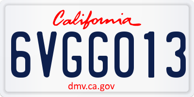 CA license plate 6VGG013
