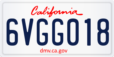 CA license plate 6VGG018