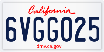 CA license plate 6VGG025
