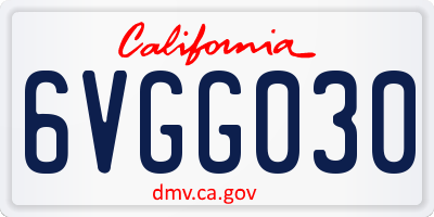 CA license plate 6VGG030