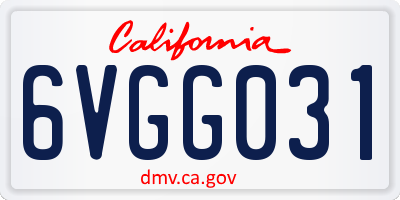 CA license plate 6VGG031