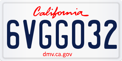 CA license plate 6VGG032