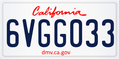 CA license plate 6VGG033
