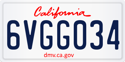 CA license plate 6VGG034