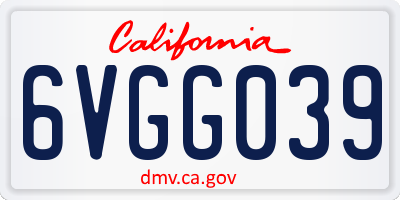 CA license plate 6VGG039