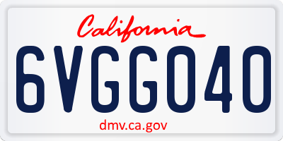 CA license plate 6VGG040