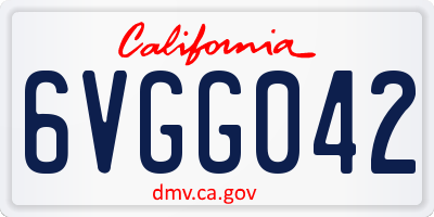 CA license plate 6VGG042