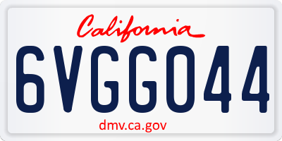 CA license plate 6VGG044