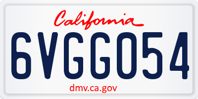 CA license plate 6VGG054