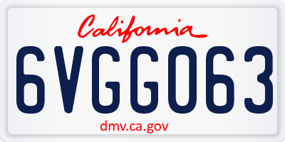 CA license plate 6VGG063