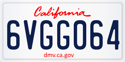 CA license plate 6VGG064