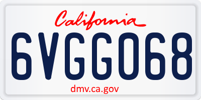 CA license plate 6VGG068