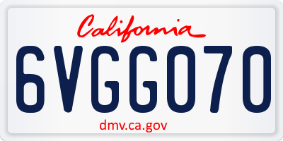 CA license plate 6VGG070