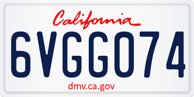 CA license plate 6VGG074
