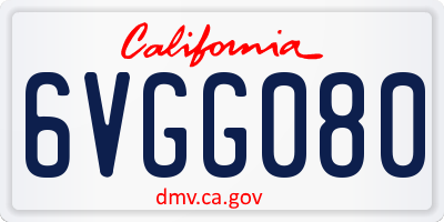 CA license plate 6VGG080