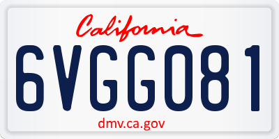 CA license plate 6VGG081