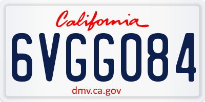 CA license plate 6VGG084